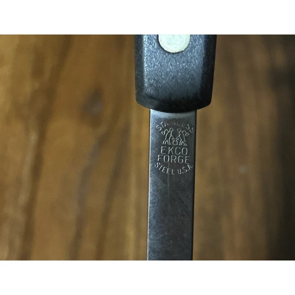 Vtg Ekco Forge Meat Fork Carving Serving 11.5 Black Riveted Handle Stainless USA
